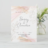 Elegant Floral Blush Pink Wedding Kaart (Staand voorkant)