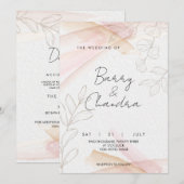 Elegant Floral Blush Pink Wedding Kaart (Voorkant / Achterkant)