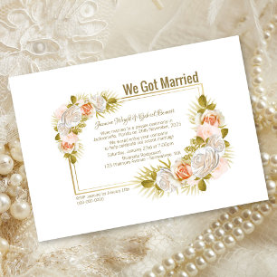 Elegant Floral Blush Pink Wedding Reception Kaart