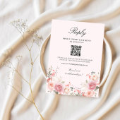 Elegant Floral Blush Pink Wedding RSVP Kaartje