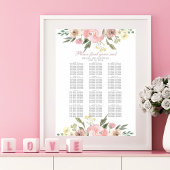 Elegant Floral Blush Pink Wedding Seating Chart Poster