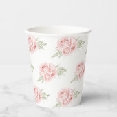 Elegant Floral Blush Roze Roze Cups Papieren Bekers (Voorkant)