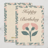 Elégant Floral Bonne carte d'anniversaire (Devant / Derrière)