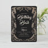 Elegant Floral Border Birthday Bash Uitnodiging (Staand voorkant)