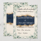 Elegant Floral Border Wedding Invitation Card | (Devant / Derrière)