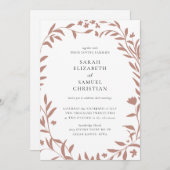 Elegant Floral Border Wedding Uitnodiging (Voorkant / Achterkant)