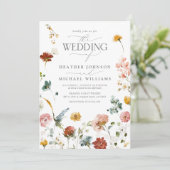 Elegant Floral Botanical Waterverf Script Weddensc Kaart (Staand voorkant)