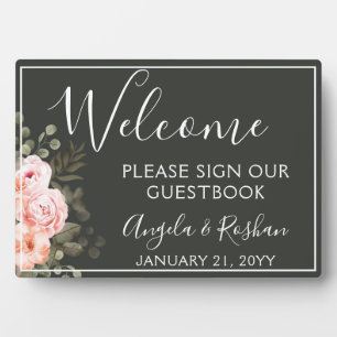 Elegant Floral Botanical Welcome Weddenbook Fotoplaat