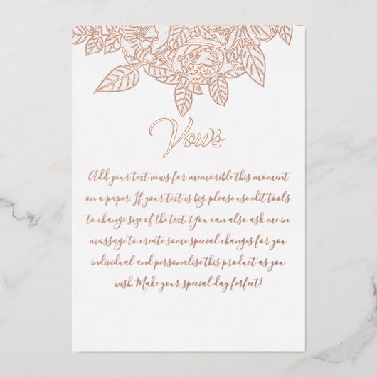 Elegant Floral Botaniqe Gold Foil Wedding Vows Folie Uitnodiging (Voorkant)