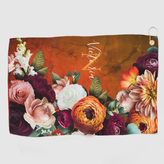 Elegant Floral botanische benaming Rustische Vinta Golfhanddoek (Horizontaal)