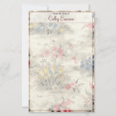 Elegant Floral Botanische Bourgogne Tekst Briefpapier (Voorkant)