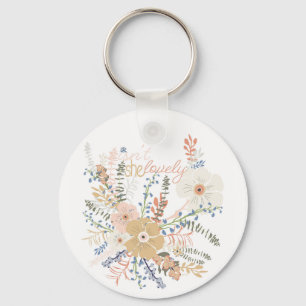 Elegant Floral Bouquet Girly Gezegde Lovely Sleutelhanger