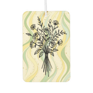 Elegant Floral Bouquet Line Art Luchtverfrisser