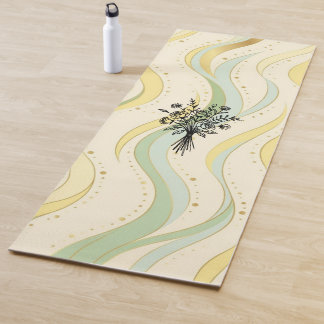 Elegant Floral Bouquet Line Art Yogamat