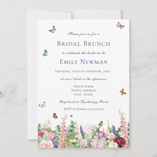 Elegant Floral Bridal Brunch Kaart (Voorkant)