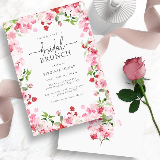 Elegant Floral Bridal Brunch Kaart