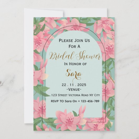 Elegant Floral Bridal Shower Invitation (Devant)