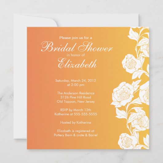 Elegant Floral Bridal Shower Invitation Herfst Kaart (Voorkant)