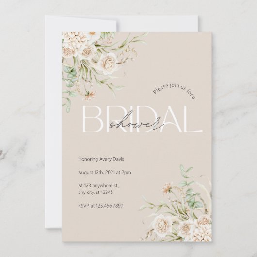 Elegant Floral Bridal Shower Save The Date (Voorkant)