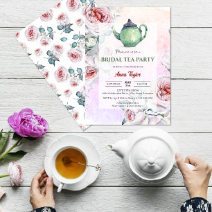 Elegant Floral Bridal Tea Party Kaart