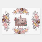 Elegant Floral Bride & Groom Wedding Inpakpapier Vel (Voorkant)