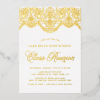 Elegant Floral Brocade Lace Class Reunion
