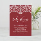 Elegant Floral Brocade Lace Red Baby shower Kaart (Staand voorkant)