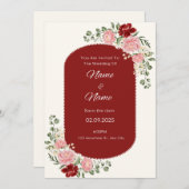 Elegant floral bruiloft kaart (Voorkant / Achterkant)