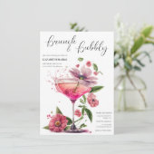 Elegant Floral Brunch & Bubble Vrijgezellenfeest I Kaart (Staand voorkant)