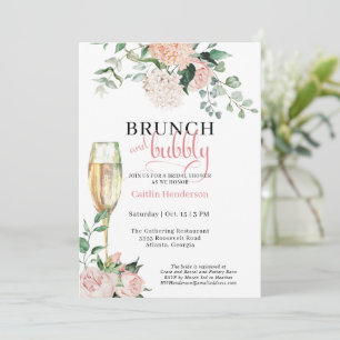 Elegant Floral Brunch en Bubble Vrijgezellenfeest Kaart