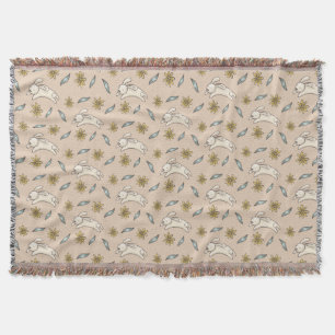 Elegant Floral Bunny Pattern Paasthrow Blanket Deken