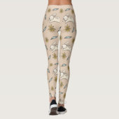 Elegant Floral Bunny Pattern Pasen | Leggings (Achterkant)