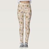 Elegant Floral Bunny Pattern Pasen | Leggings (Voorkant)