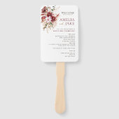 Elegant Floral Burgundy & Blush Boho Wedding  Handwaaier (Voorkant)
