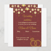 Elegant Floral Burgundy Wedding Invitation (Devant / Derrière)