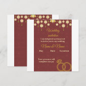 Elegant Floral Burgundy Wedding Invitation Kaart (Voorkant / Achterkant)
