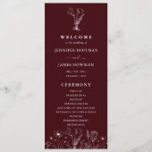Elegant Floral Burgundy Wedding  Programma (Voorkant)