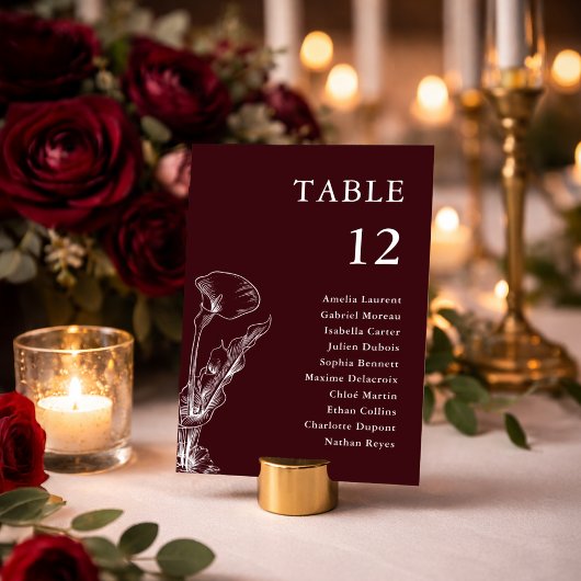 Elegant Floral Burgundy Wedding Seating Chart