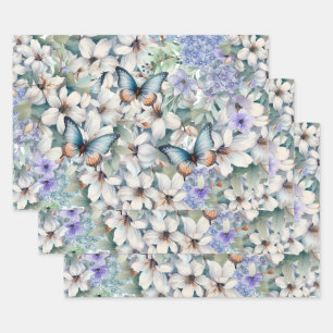 Elegant Floral & Butterflies Inpakpapier Vel
