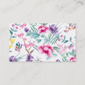 Elegant Floral & Butterflies Pattern Visitekaartje (Achterkant)