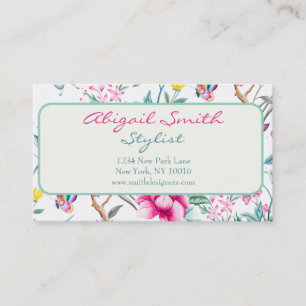 Elegant Floral & Butterflies Pattern Visitekaartje