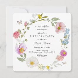Elegant Floral Butterfly Birthday Invitation Kaart