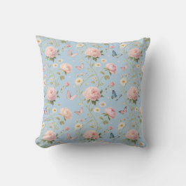 Elegant Floral & Butterfly Throw Pillow Kussen