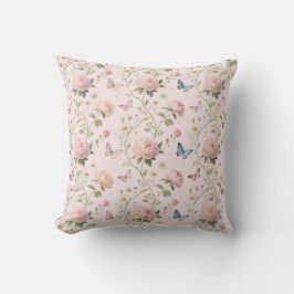 Elegant Floral & Butterfly Throw Pillow Kussen