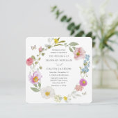 Elegant Floral Butterfly Wedding Invitation Kaart (Staand voorkant)