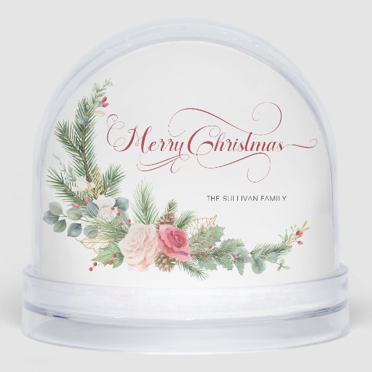 Elegant Floral Calligraphy Snow Globe (Avant)
