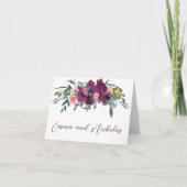 Élégant floral | Carte de note pliée rose pourpre (Devant)