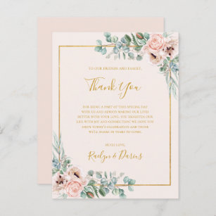 Élégant floral   Carte de réception Pastel Merci