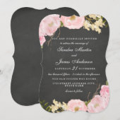 Elegant Floral Chalkboard Wedding Invite Kaart (Voorkant / Achterkant)