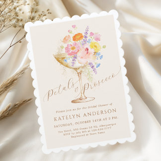 Elegant Floral Champagne Bridal Shower Kaart